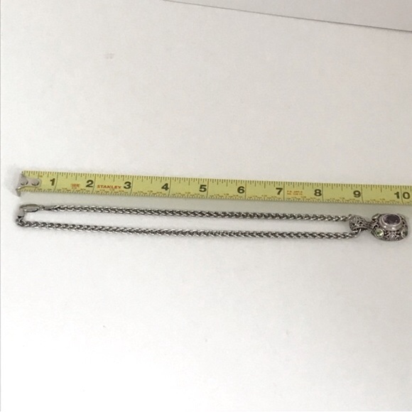 Vintage 925 Italy Amethyst & Peridot Sterling Pendant Necklace - Picture 16 of 17